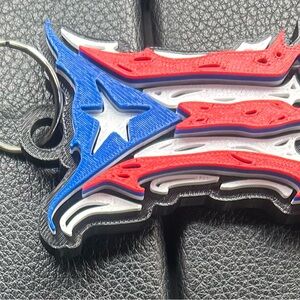 Patriotic Keychain with Red, White, and Blue Designed